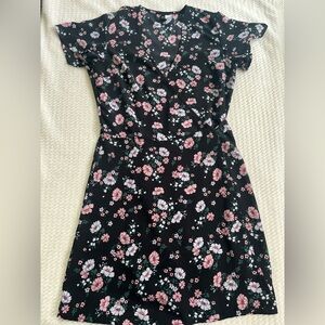Divided Black Floral Dress